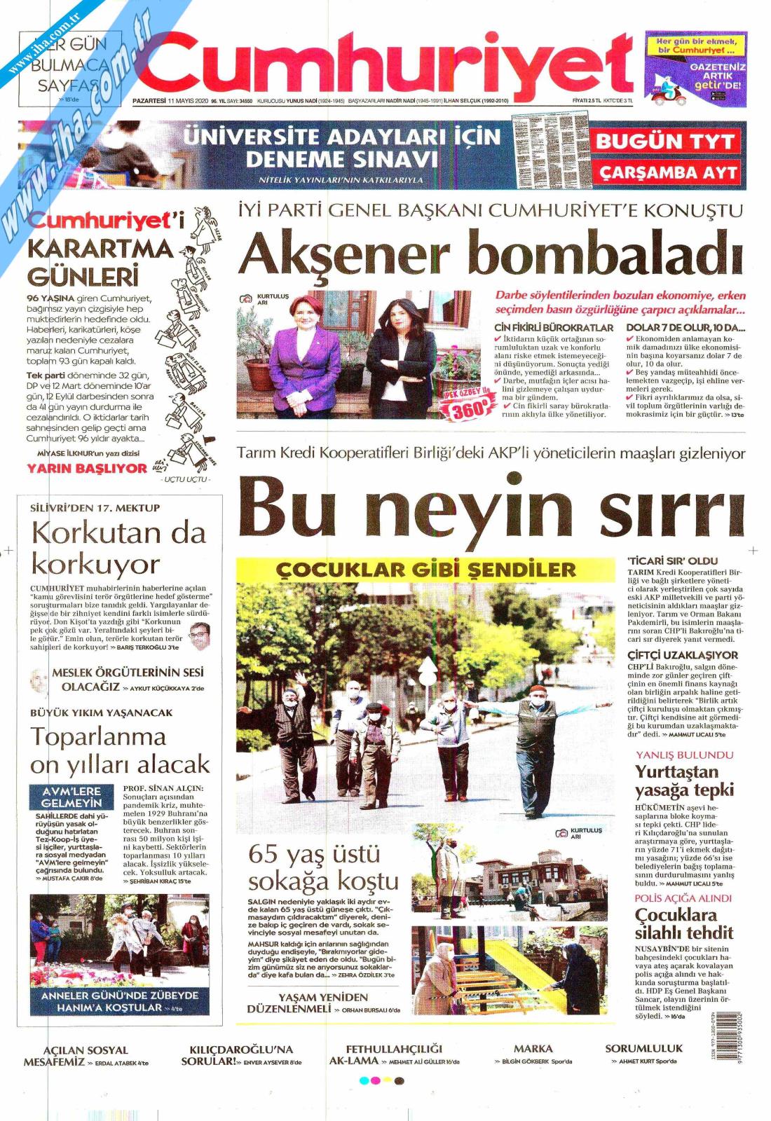 CUMHURİYET GAZETESİ, CUMHURİYET Gazetesi 11 Mayıs 2020 Pazartesi ...