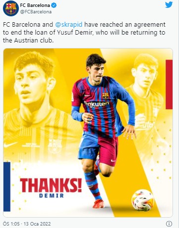 Barcelona, Yusuf Demir'in sözleşmesini feshetti