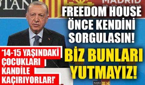 Başkan Erdoğan'dan Freedom House muhabirinin sorusuna sert yanıt: Bunları biz yutmayız