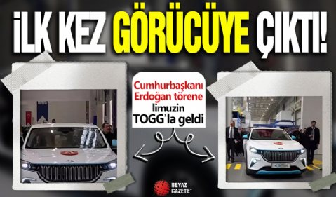 İlk kez görücüye çıktı! Cumhurbaşkanı Erdoğan törene limuzin TOGG'la geldi