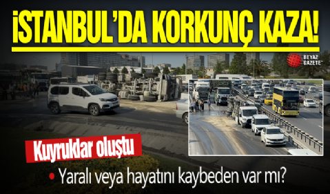 Bahçelievler'de beton mikseri devrildi: Yan yol trafiğe kapandı