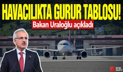 Havacılıkta gurur tablosu! Bakan Uraloğlu açıkladı
