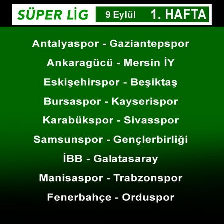 Spor Toto Süper Lig 2011-2012 Lig Fikstürü