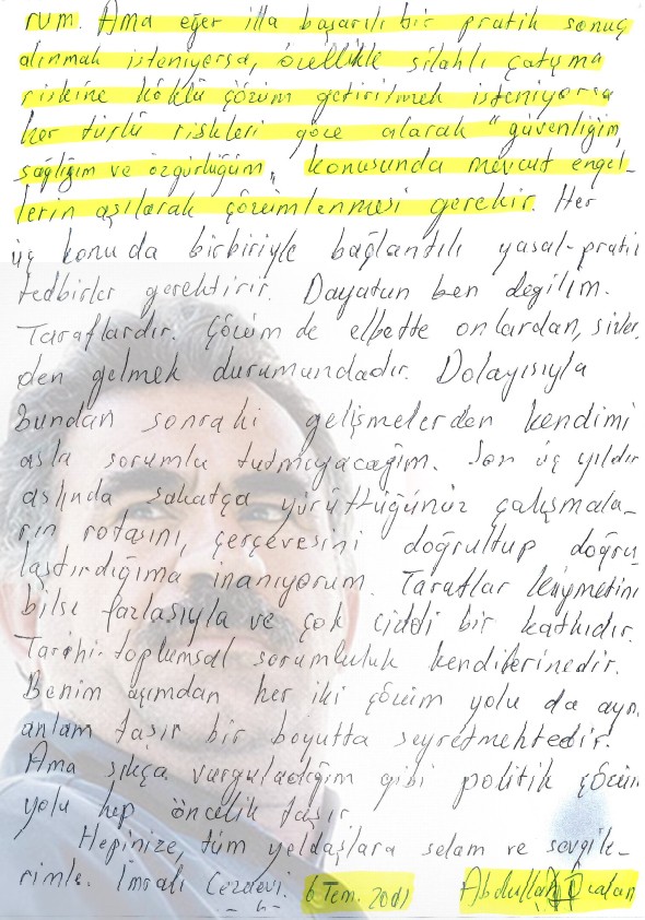 İşte Abdullah Öcalan'ın O Mektubu