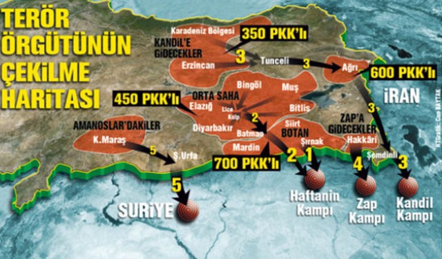 İşte PKKnın Çekilme Haritası