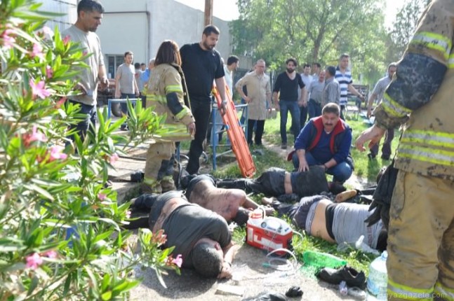 isci kadrosu - İzmir'de altı işçi kimyasal kazanın içine düştü