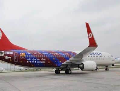 AUDI - THY uçağı Barcelona renklerine boyandı