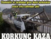 Otomobil korkuluklara girdi