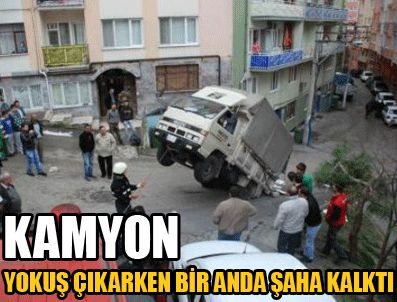 MERMERLER - Kamyon şaha kalktı