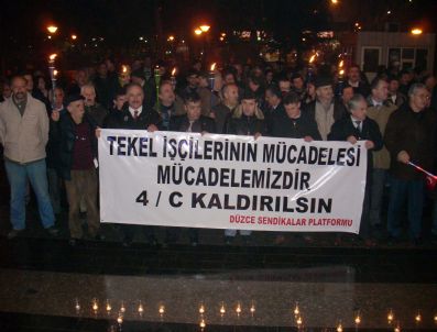 AVNI AKYOL - Düzce'den Tekel İşçilerine Meşaleli Destek