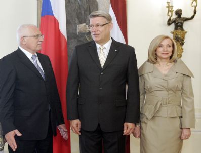 Latvıa Czech Republıc Presıdent Vaclav Klaus Vısıts