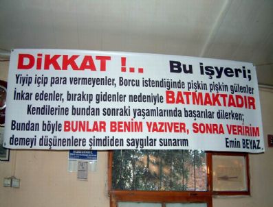 Kahveciden Veresiyeciye Pankartlı Uyarı