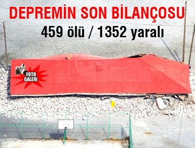 Depremin son bilançosu: 459 ölü 1352 yaralı