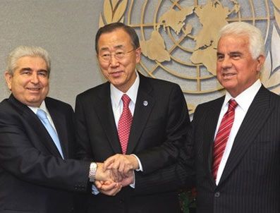 Ban Ki Moon, Eroğlu ve Hristofyas arasındaki görüşme başladı