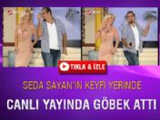 Canlı yayında göbek attı