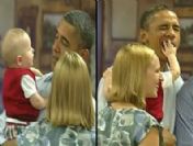 Bebek, Barack Obama'nın burnunu görünce...