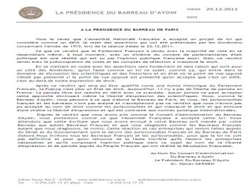 PARIS BAROSU - Aydın Barosu’ndan Fransız Hukukçulara Çağrı