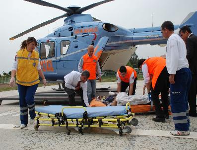 Patlamada Ağır Yaralanan İşçi Ambulans Helikopterle Adana‘ya Getirildi