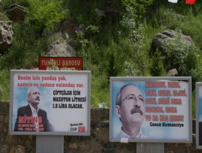 Tunceli'de Chp genel merkezi'nin tepkisi üzerine zazaca afişler indirildi