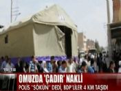 Polis izin vermeyince Demokratik Çözüm Çadırı omuzlarda taşındı