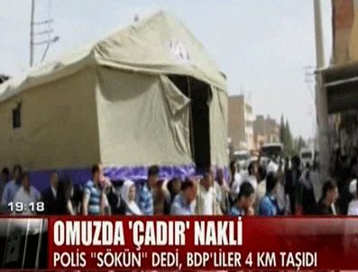 MITANNI - Polis izin vermeyince Demokratik Çözüm Çadırı omuzlarda taşındı
