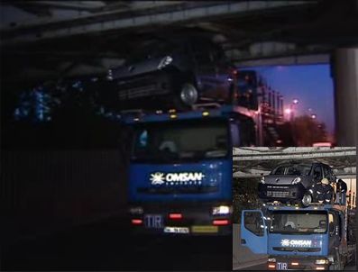 İstanbul'da TIR köprüye sıkıştı