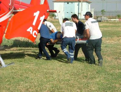 Yaralı Sürücüye Helikopter Ambulans