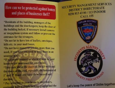 Didim Polisinden İngilizce Bilgilendirme Broşürü