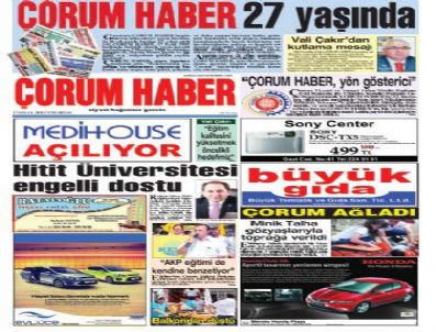 Çorum Haber Gazetesi 27. Yaşını Kutluyor