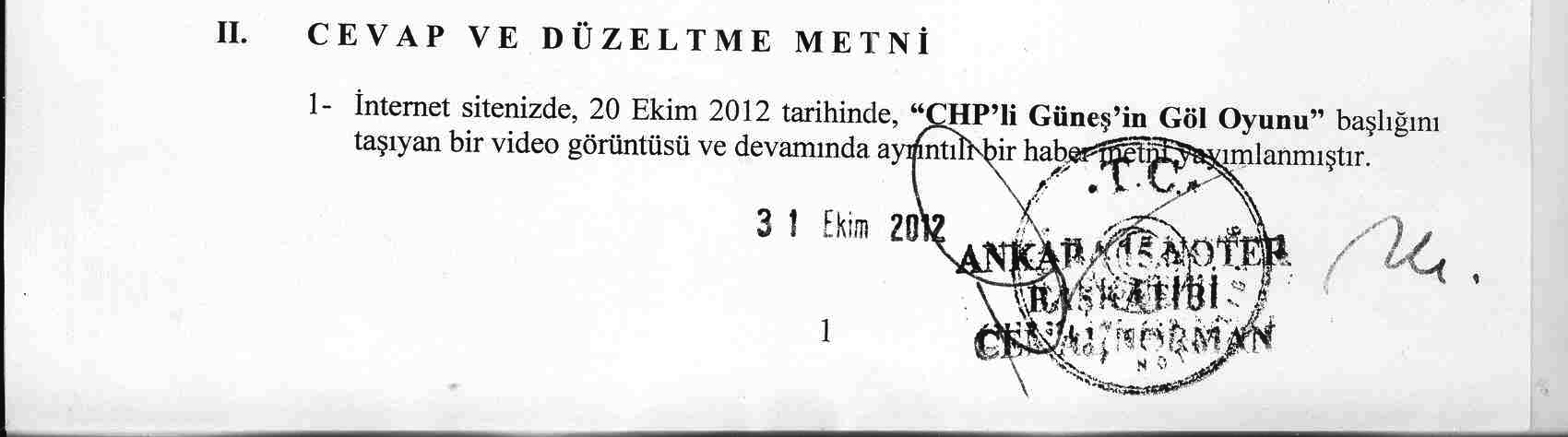 Cevap ve düzeltme metnidir
