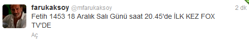 Fetih 1453 salı günü başlıyor