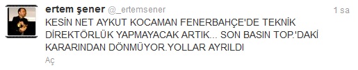 'Aykut Kocaman görevine devam etmeyecek'