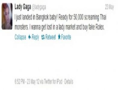Lady Gaga'nın Sözleri, Tayland’da Tepkiye Yol Açtı