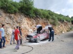 BENZİN İSTASYONU - Seyir Halindeki Otomobil Alev Aldı
