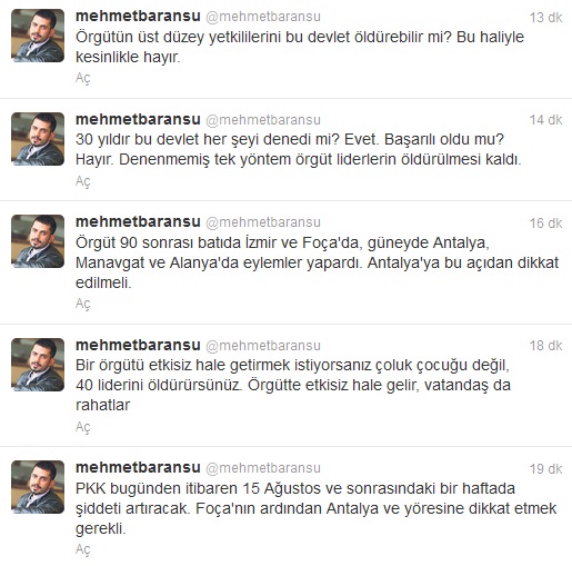 Baransu uyardı: Antalya'ya dikkat edilmeli