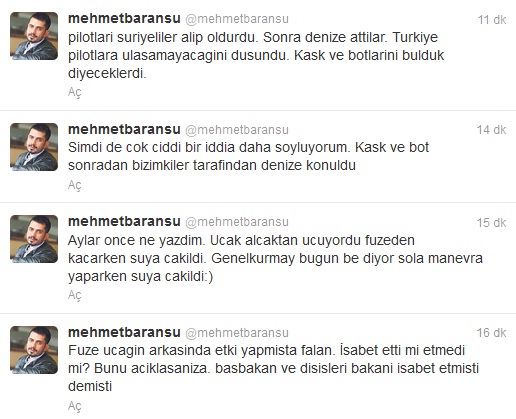 Baransu'dan Düşürülen Türk Jeti Hakkında Bomba İddia