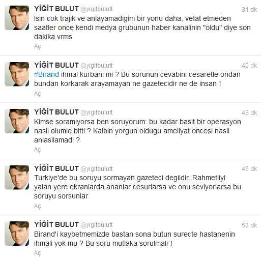 Yiğit Bulut: Birand ihmal kurbanı mı?