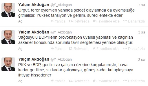 Yalçın Akdoğan'dan PKK'ya mesaj