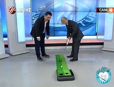 Yaşar Nuri Öztürk canlı yayında golf oynadı