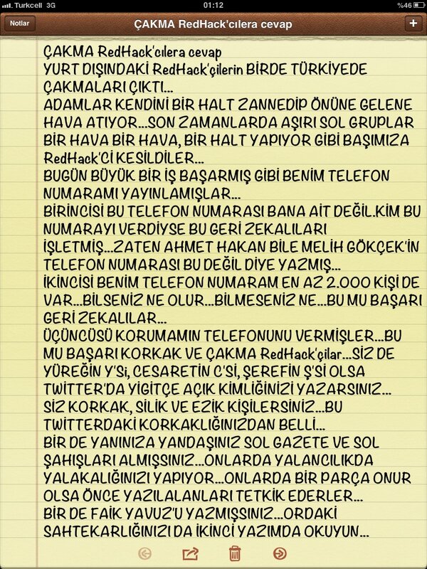 Gökçek'ten Redhack'e yanıt