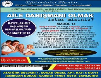 Şanlıurfa’da Aile Danışmanlığı Eğitimi