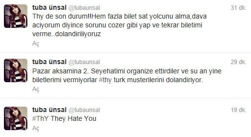 Tuba Ünsal'ın bilet isyanı