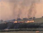 ANIZ YANGINI - Anız Yangını Karayola Sıçradı, Mazot Yüklü Tankerler Zor Anlar Yaşadı
