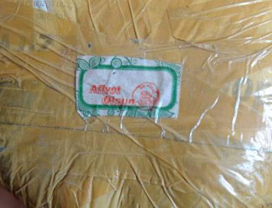 Esrar paketlerinin üzerine 'afiyet olsun' yazısı