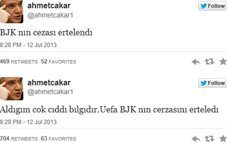 Çakar: Beşiktaş'ın cezası ertelendi