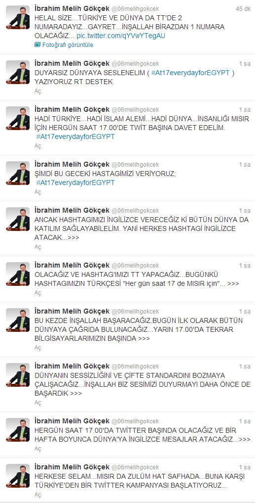 Melih Gökçek'ten 'Mısır'a Duyarsız Kalmayın' Çağrısı