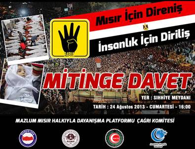 Mısır'a lanet mitingi bugün