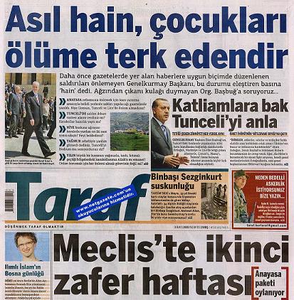 Taraf'ın Ergenekon'suz birinci sayfası şaşırttı