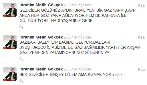 Gökçek: Gaz bağımlılık yaptı sizde