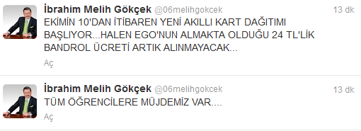 Melih Gökçek'ten öğrencilere müjde